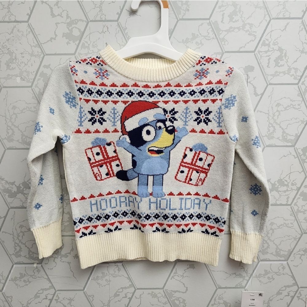 New Bluey Christmas Sweater Shirt Toddler Boy Girl Top Disney Bingo